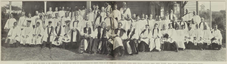 A group of bishops and clergy at the consecration of Auckland's new bishop, St. Mary's Cathedral, 1903