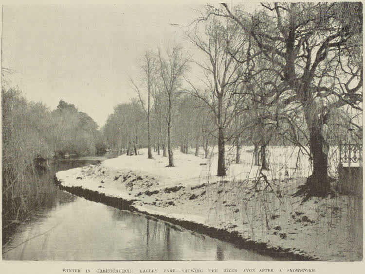 Winter in Christchurch: Hagley Park, showing the River Avon after a snowstorm, 1903