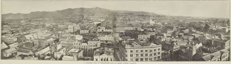 A panoramic view of Christchurch, looking towards Lyttelton, 1903