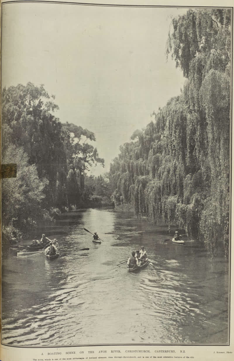 A boating scene on the Avon River, Christchurch, Canterbury, N.Z., 1904