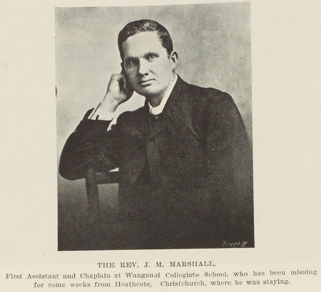 The Rev. J. M. Marshall, first assistant and chaplain at Wanganui Collegiate School, 1903