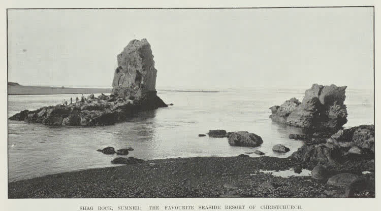 Shag Rock, Sumner: the favourite seaside resort of Christchurch, 1904