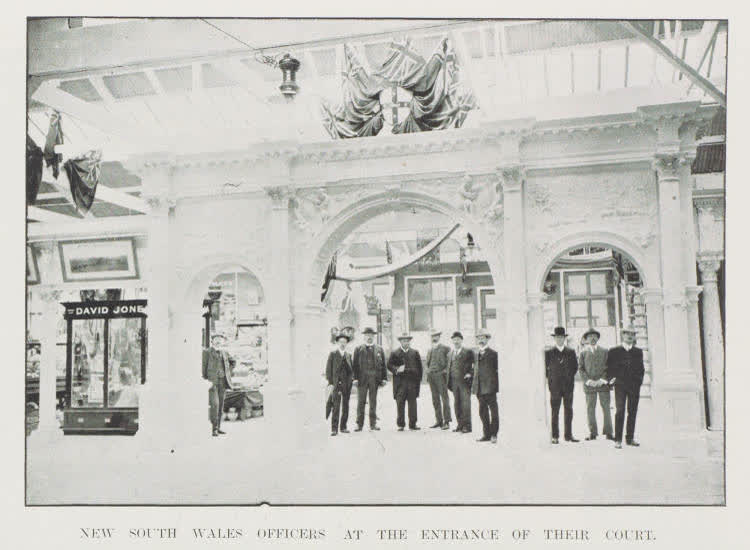 New South Wales officers at the entrance of their court, 1906
