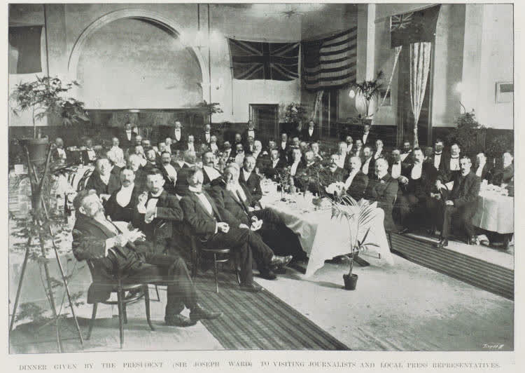 Dinner given by the President (Sir Joseph Ward) for visiting journalists and local press representatives, 1906