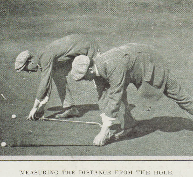 Measuring the distance from the hole, 1910