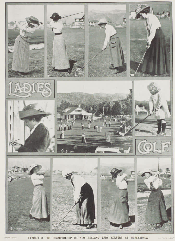 Playing for the championship of New Zealand - lady golfers at Heretaunga, 1911