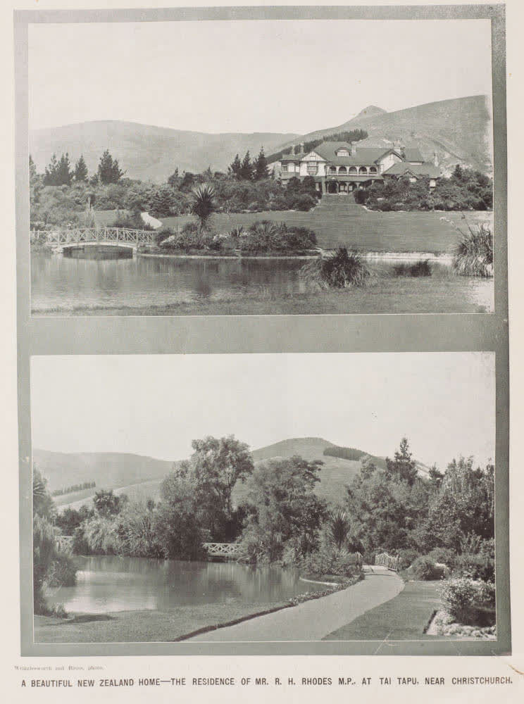 A beautiful New Zealand home - the residence of Mr. R. H. Rhodes M.P., at Tai Tapu, near Christchurch, 1912