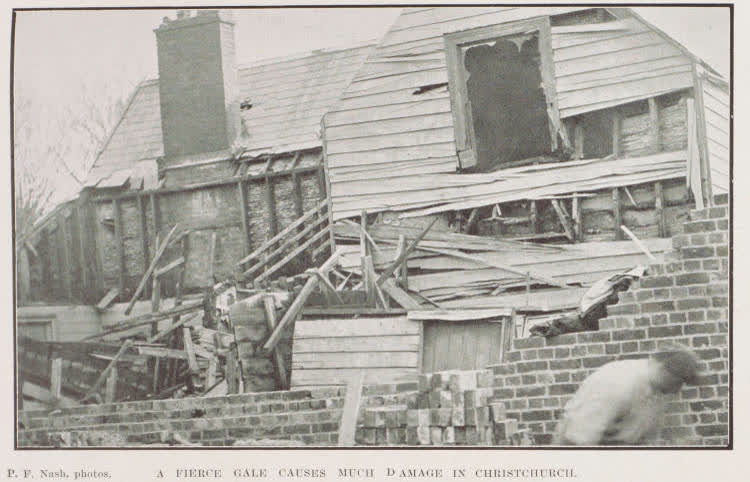 A fierce gale causes much damage in Christchurch, 1912