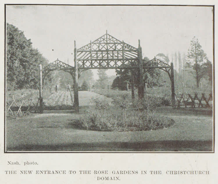 The new entrance to the rose gardens in the Christchurch Domain, 1912