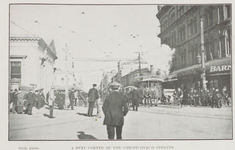 A busy corner of the Christchurch streets, 1912