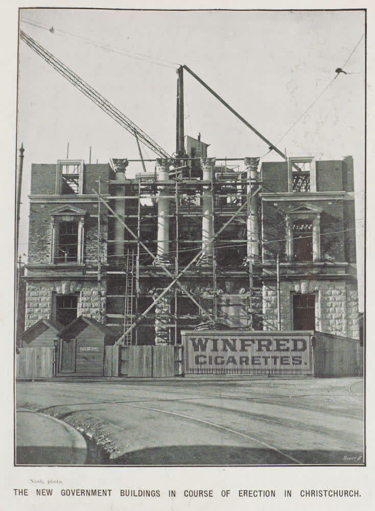 The new Government buildings in the course of erection in Christchurch, 1912