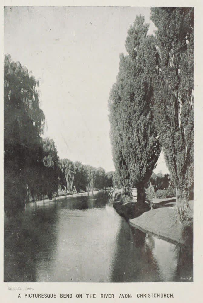 A picturesque bend on the River Avon, Christchurch, 1912