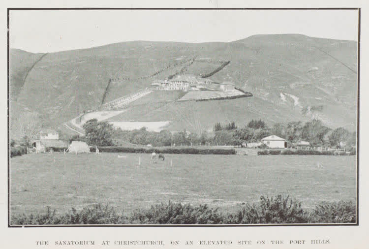 The sanatorium at Christchurch, on an elevated site on the Port Hills, 1913