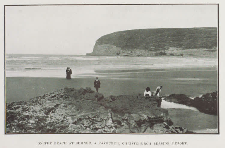 On the beach at Sumner, a favourite Christchurch seaside resort, 1913