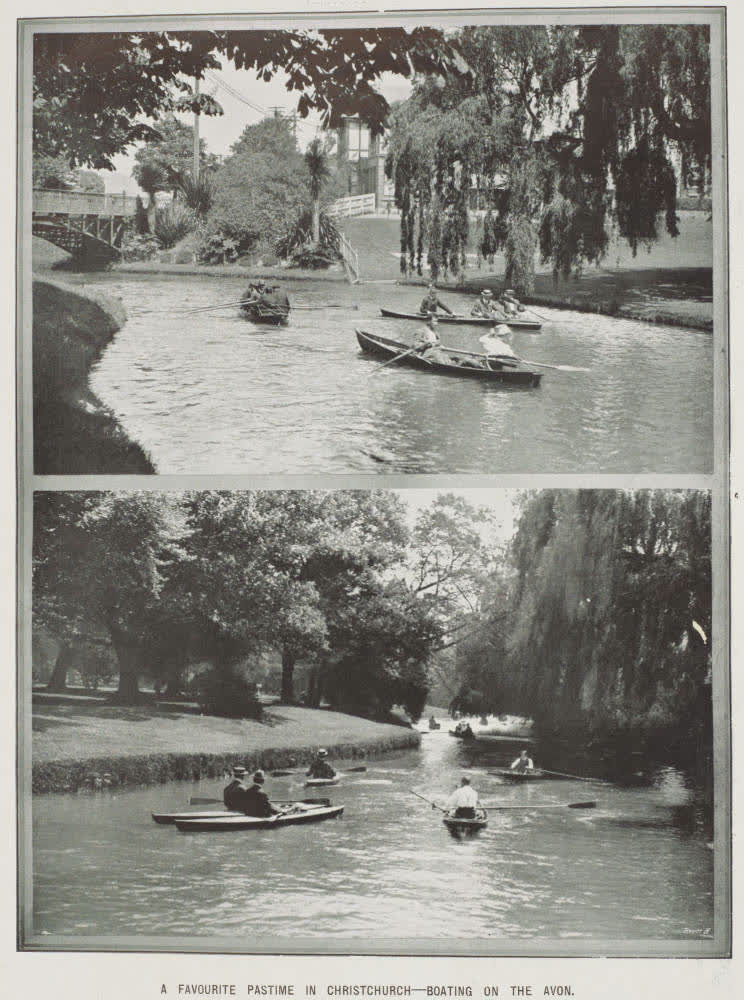 A favourite pastime in Christchurch - boating on the Avon, 1913