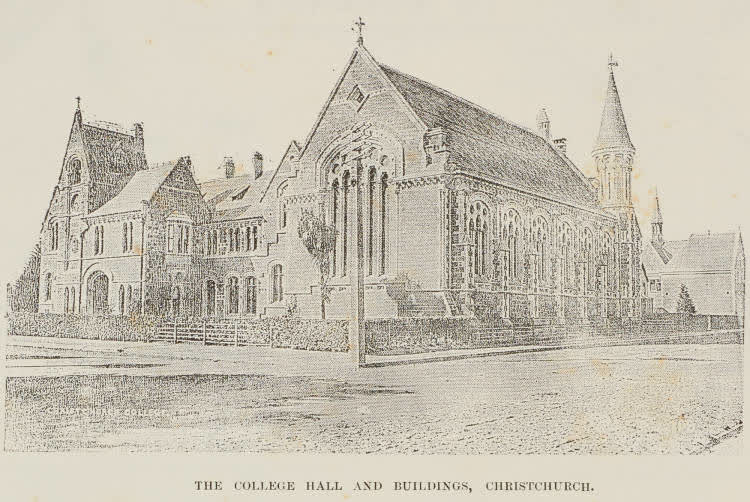 The college hall and buildings, Christchurch, 1891