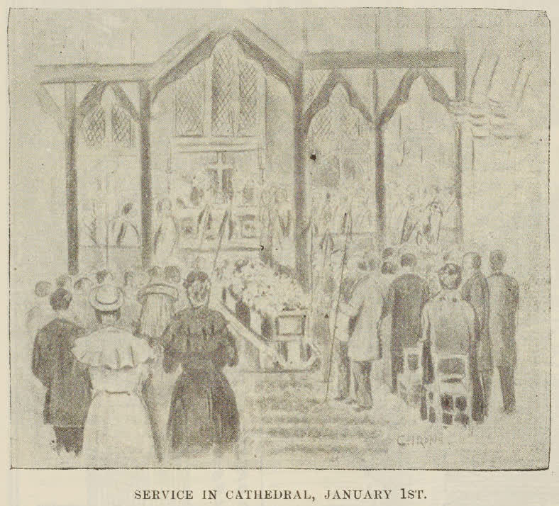 Bishop Harper's funeral service in Christchurch Cathedral, January 1st, 1894
