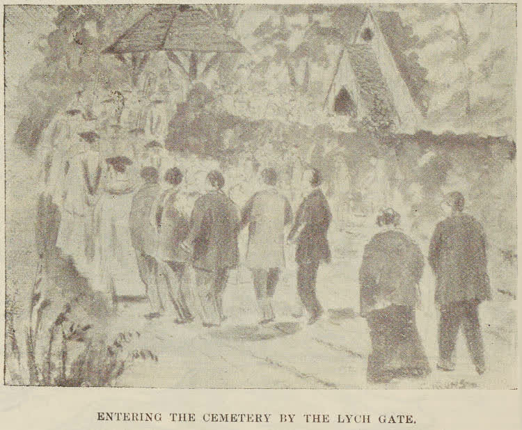 Entering the cemetery by the lych gate, 1894