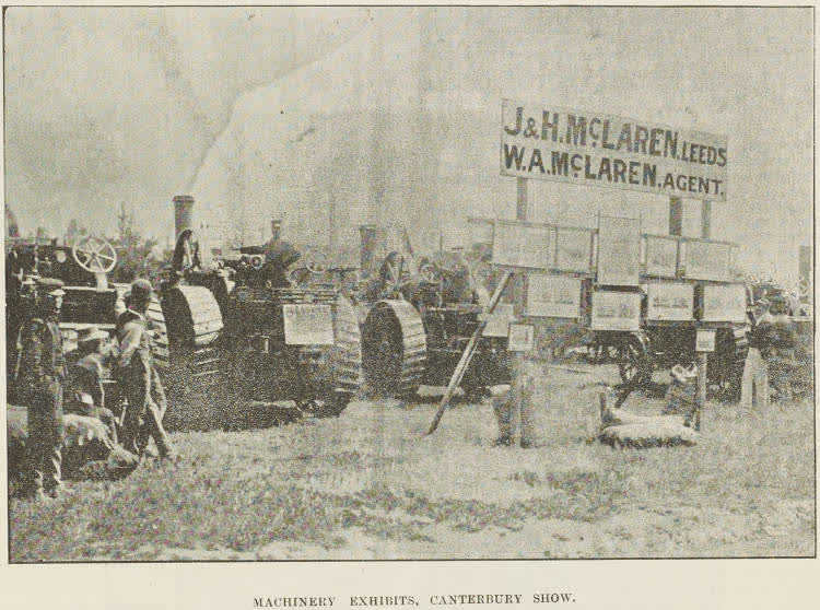 Machinery Exhibits, Canterbury Show, 1894