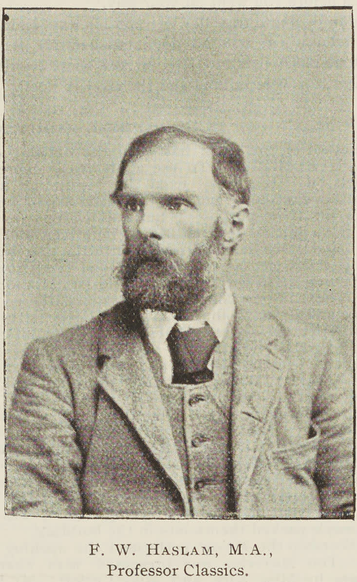 F.W. Haslam M.A., Professor of Classics, 1895