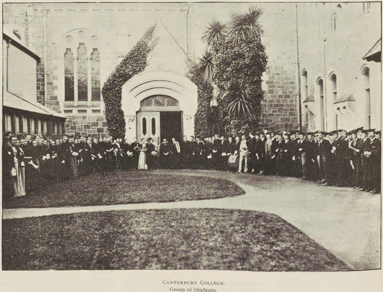 Canterbury College: a group of students, 1895
