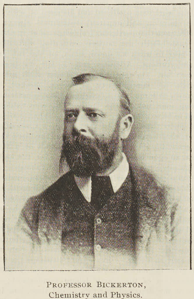 Professor Bickerton, Professor of Chemistry and Physics, 1895