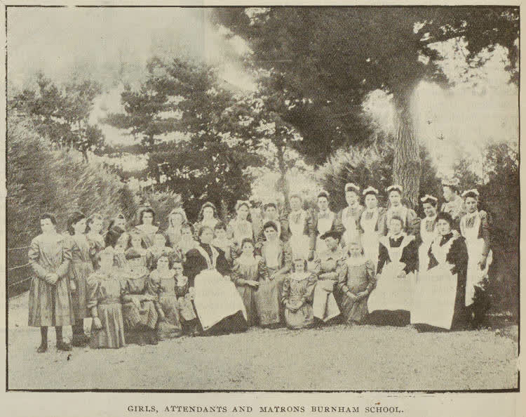 Girls, attendants and matrons Burnham School, 1896