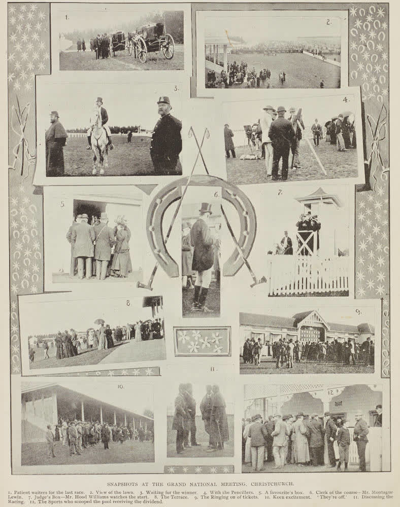 Snapshots at the Grand National Meeting, Christchurch, 1896