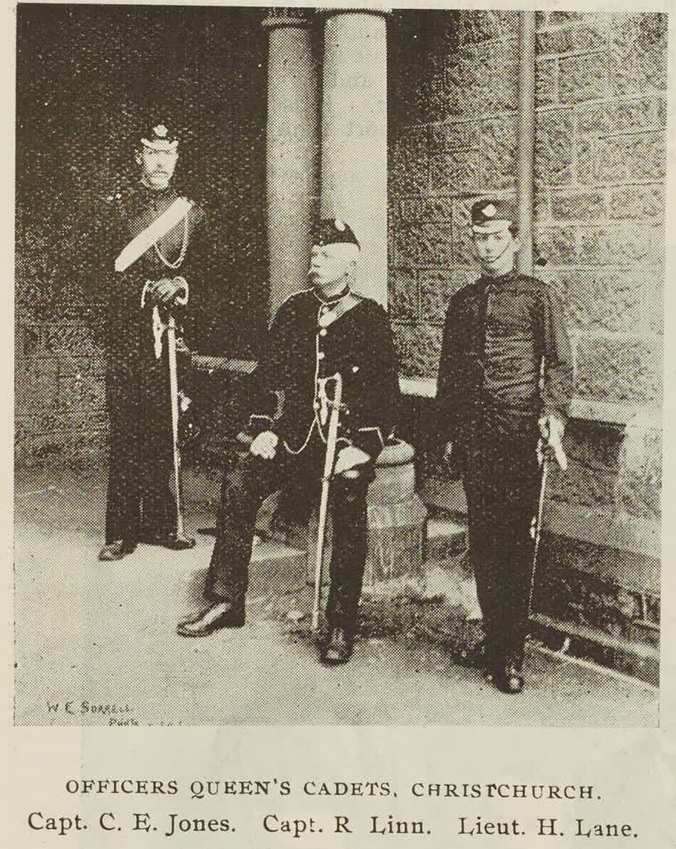 Officers Queen's Cadets, Christchurch, 1896
