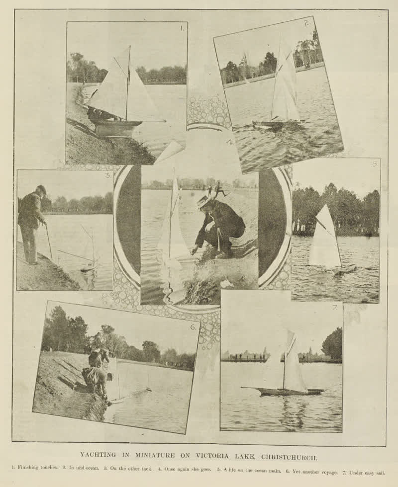 Yachting in miniature on Victoria Lake, Christchurch, 1898