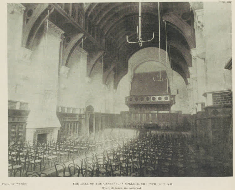 The hall of the Canterbury College, Christchurch, N.Z., 1899