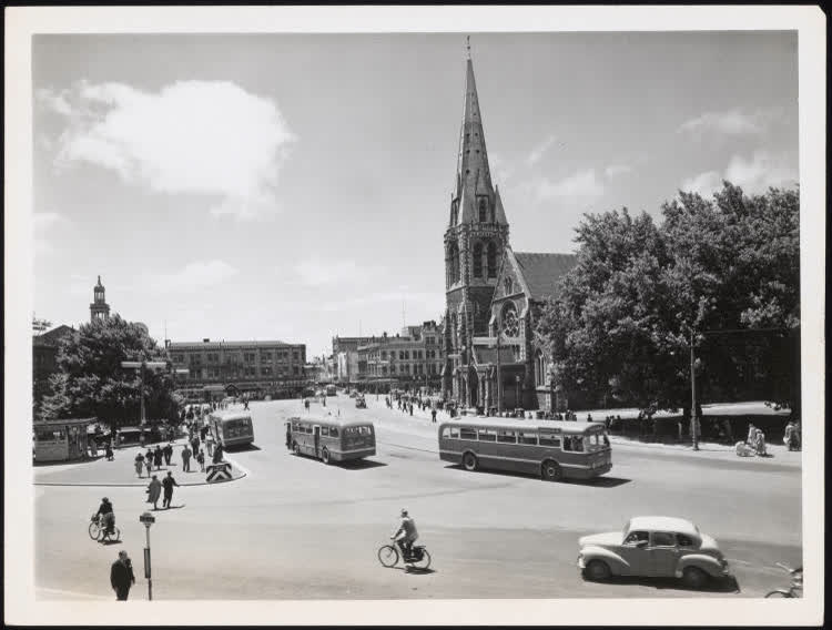 View of Cathedral Square, Christchurch, 1956, 1956