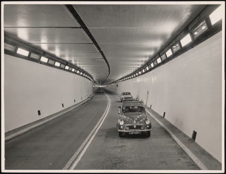 The interior of Christchurch road tunnel, Canterbury, 1960