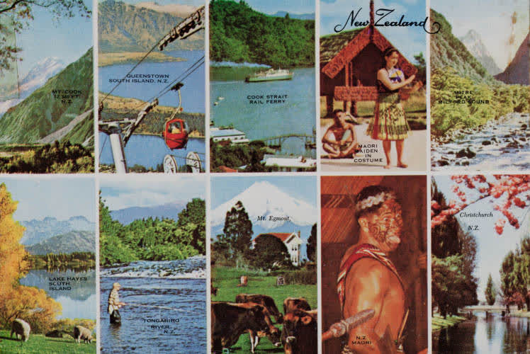 Composite postcard of New Zealand views, 1970