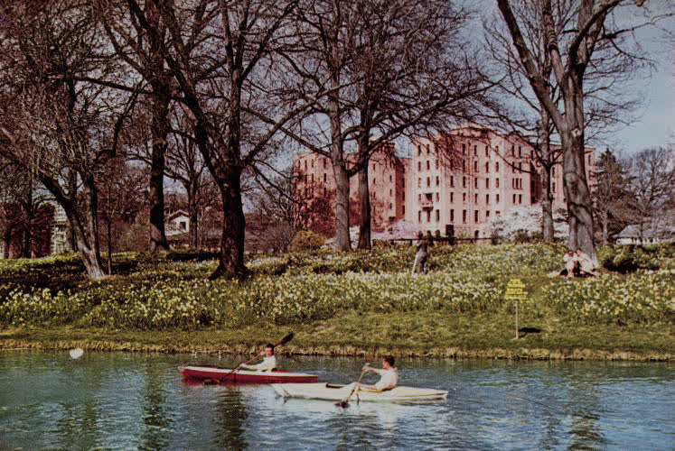 Canoeing on the Avon River, Christchurch, 1960