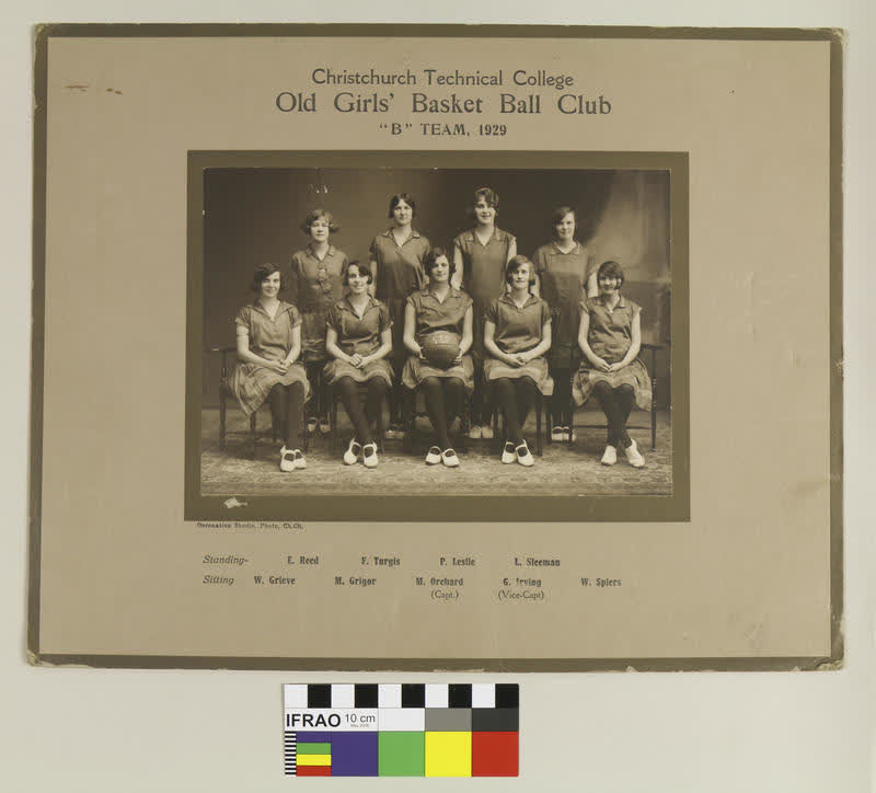 Photograph: Christchurch Technical College Old Girls' Basket Ball Club "B" Team, 1929, 1929