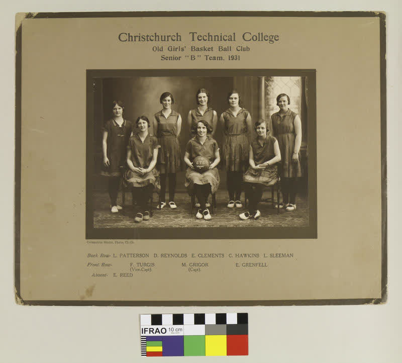 Photograph: Christchurch Technical College Old Girls' Basket Ball Club Senior "B" Team, 1931, 1931