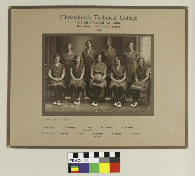 Photograph: Christchurch Technical College Old Girls' Basket Ball Club, Runners Up for "Buist" Shield, 1930, 1930