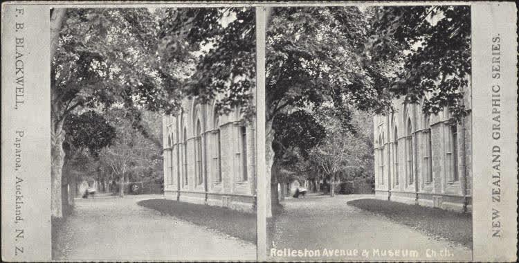 Rolleston Avenue and Museum Christchurch, 1900