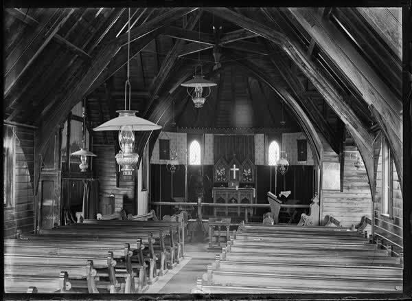 Gas lamps in St Barnabas Church, 1900