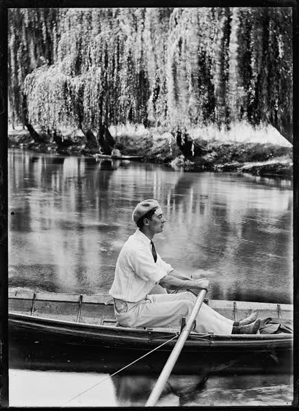 Man in a rowboat on the Avon River, 1900