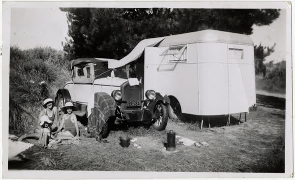 Camping at Leithfield Beach, 1940