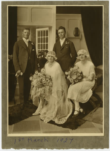 Arthur Taylor - Doris Twelftree wedding, Christchurch. 1st March 1927, 1920