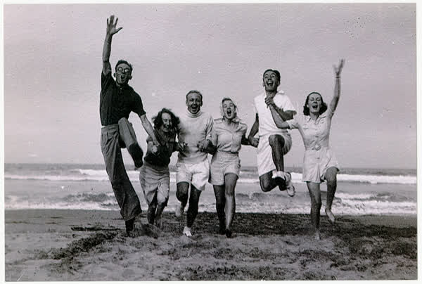 Having fun at Kairaki Beach, 1930