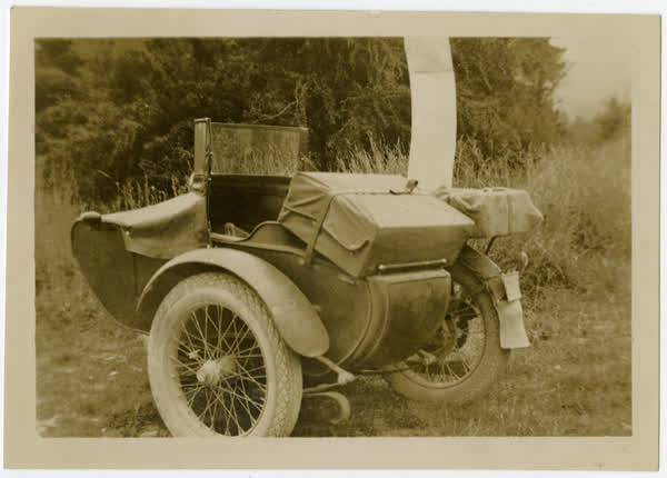 Motorbike and sidecar, en route to Picton, 1930