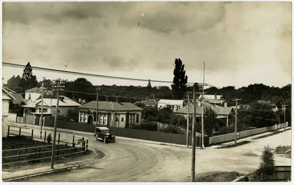 The corner of Rossall and Rhodes Streets in 1925, 1920