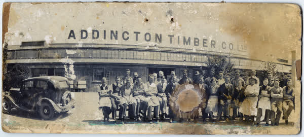 Addington Timber Company office staff, timber machinists and joiners, 1937, 1930