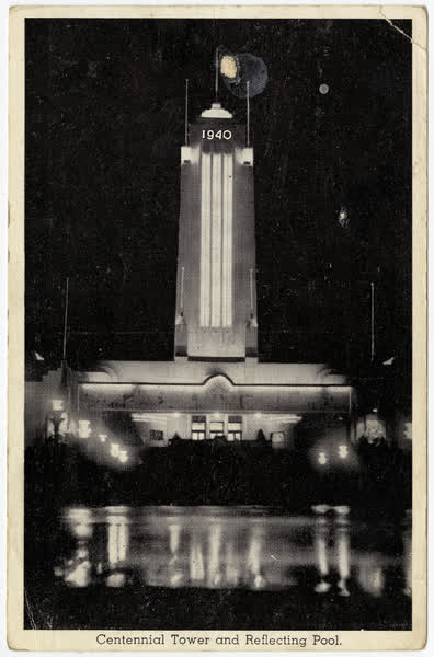 Centennial Tower and Reflecting Pool., 1940