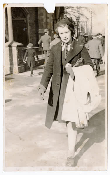 Naomi Poulsen on her way to Art School, 1930
