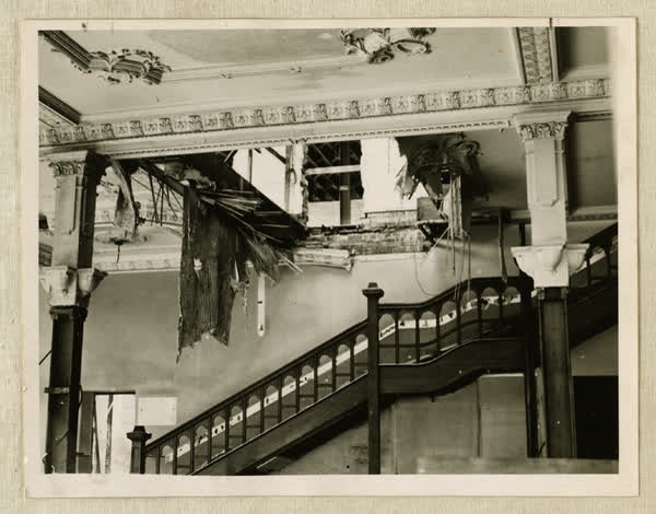 Municipal Electricity Department main stairway during demolition, 1937